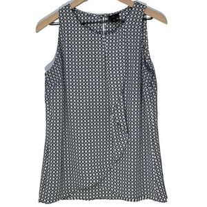 Worthington Sleeveless Ruffle Top Black White Size Medium